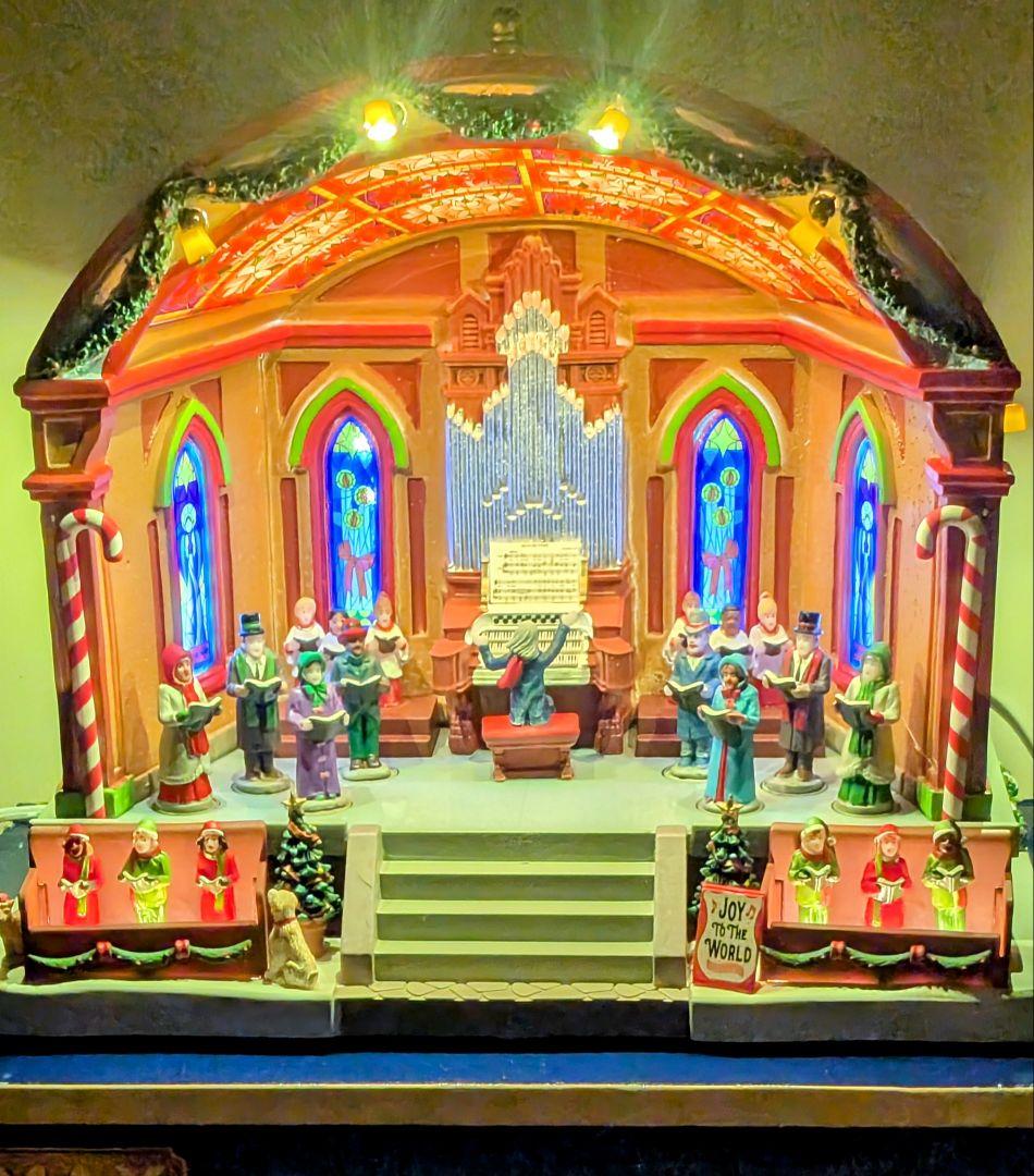Xマス lemax ミュージカル・ホール　合唱つき　ライトハウス　ミニチュア
