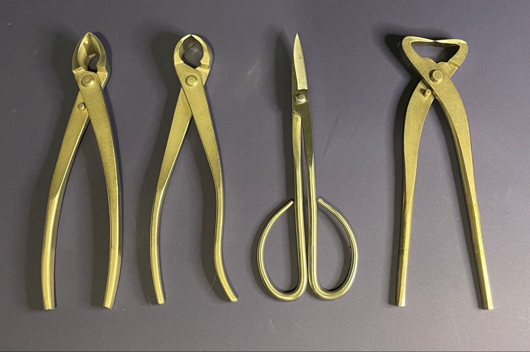 盆栽道具　ステンレス　又枝切鋏　コブ切鋏　鋏　幹割　4個セット