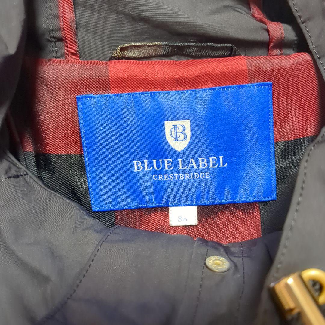 【美品】ブルーレーベルクレストブリッジ☆黒　金釦　フードコート　ハウスチェック