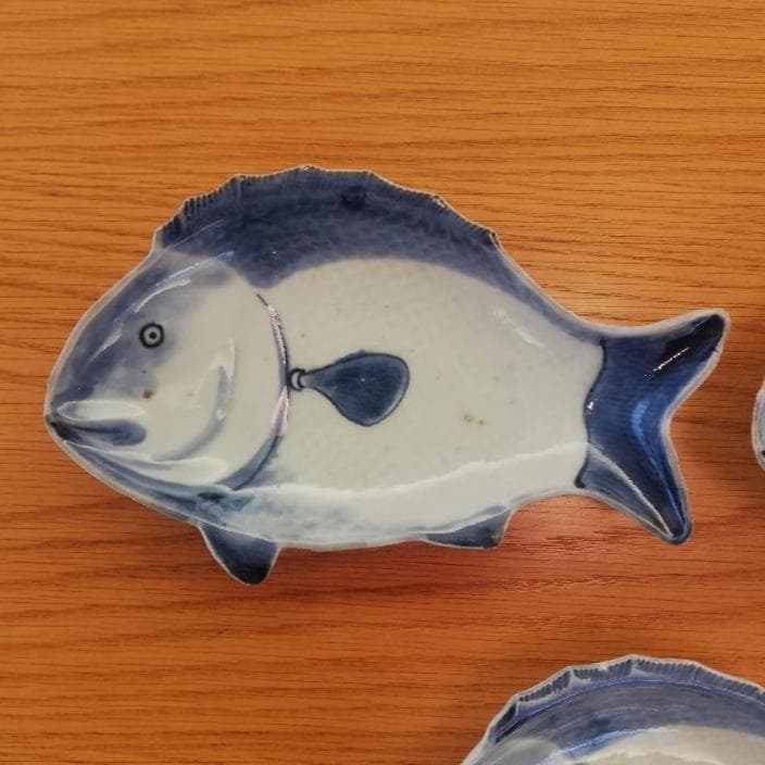 古伊万里 染付 魚型皿 5客