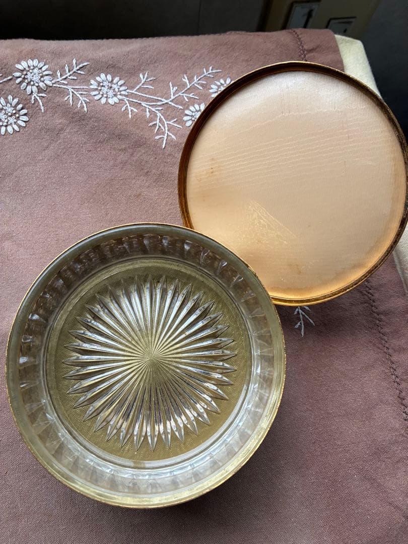 フランス　アンティーク　オルモル　ガラス　ジュエリー　ボックス　真鍮　美品　レア