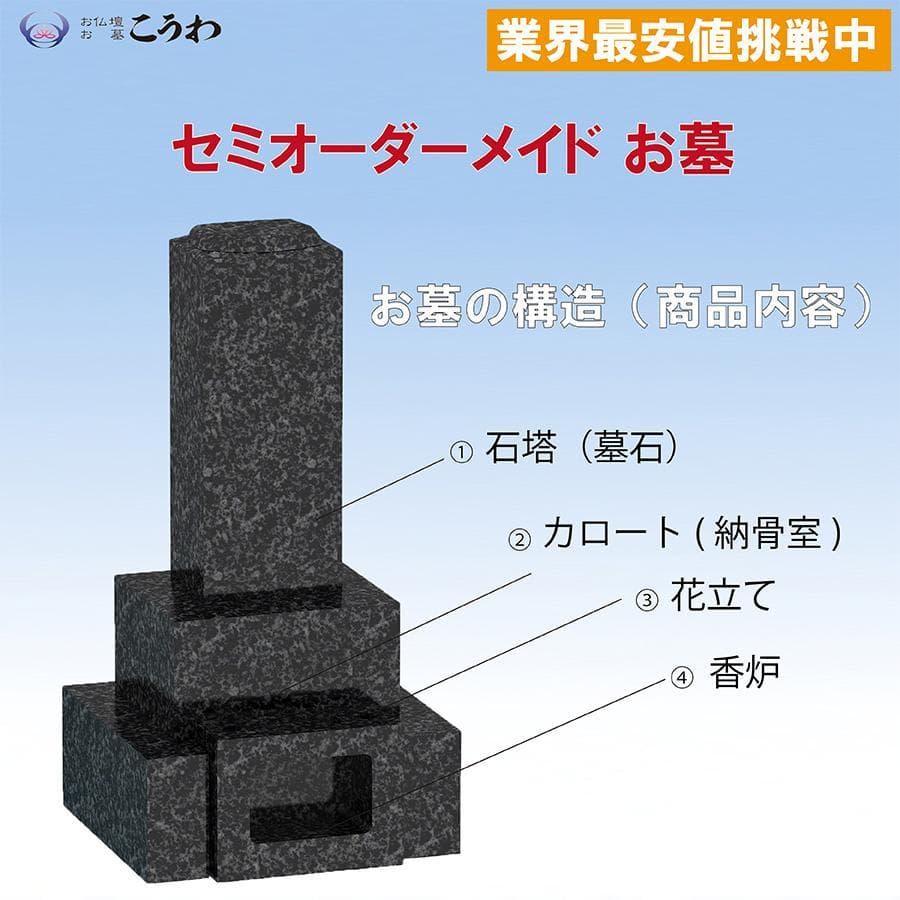 墓石　お墓　和型墓石　３段墓石　送料無料　最短工事期間10日