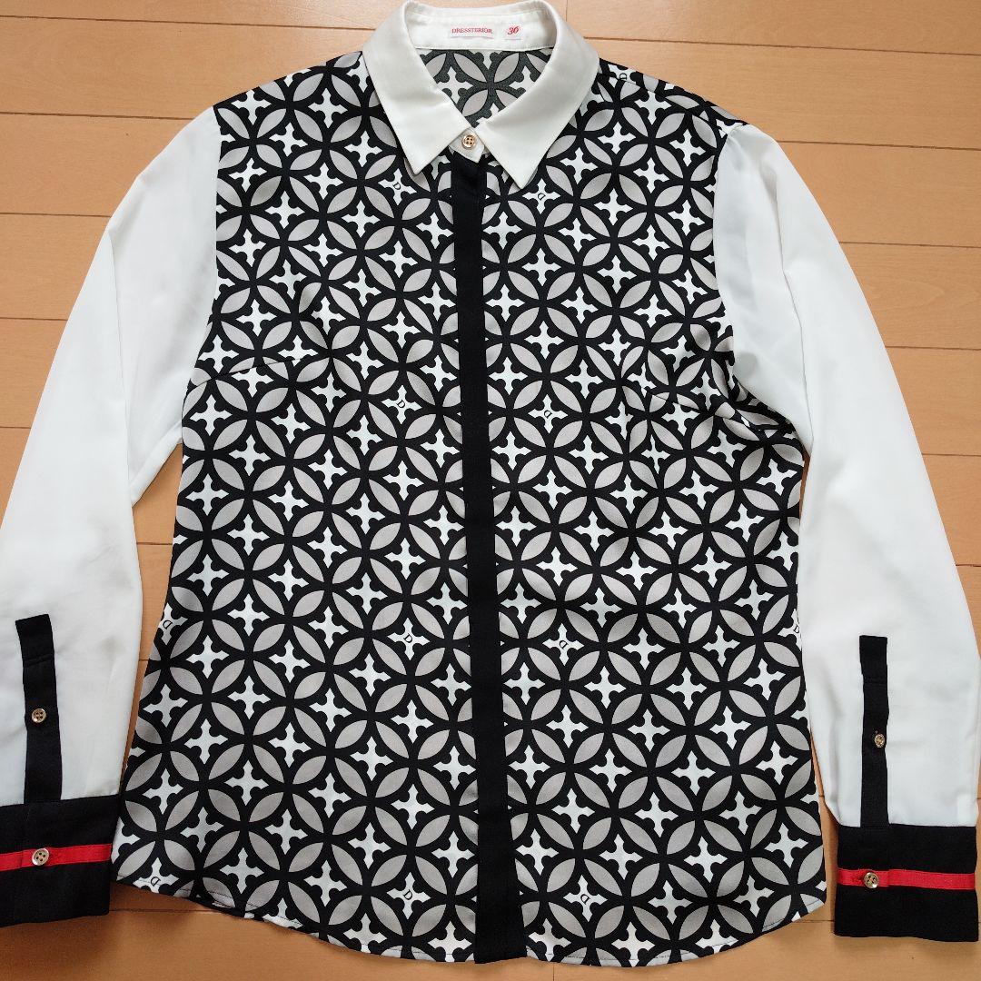 DRESSTERIOR 　オーバーラップサークルサテンシャツ　36