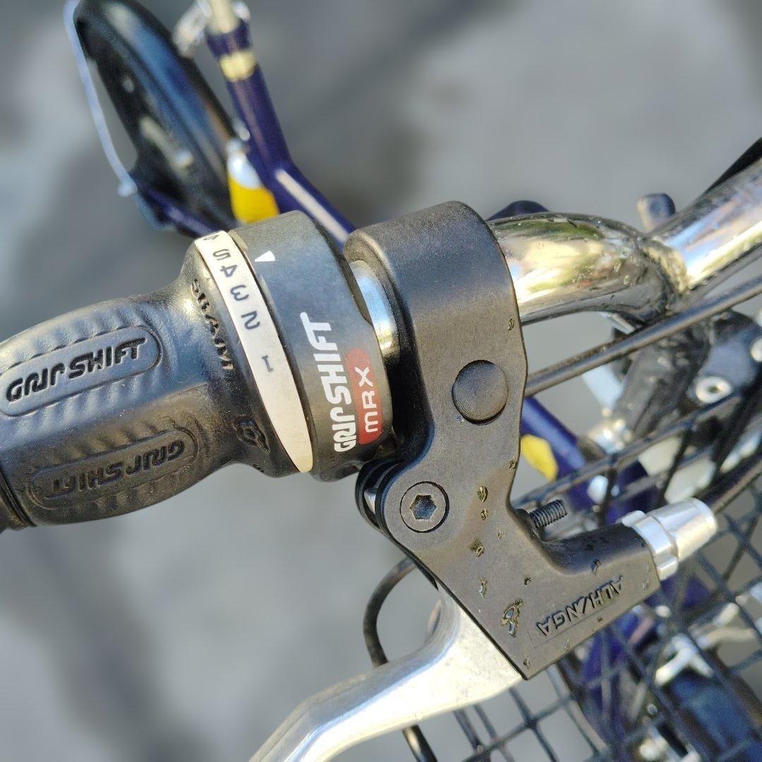 折りたたみ自転車 パープル 前面バスケット付き