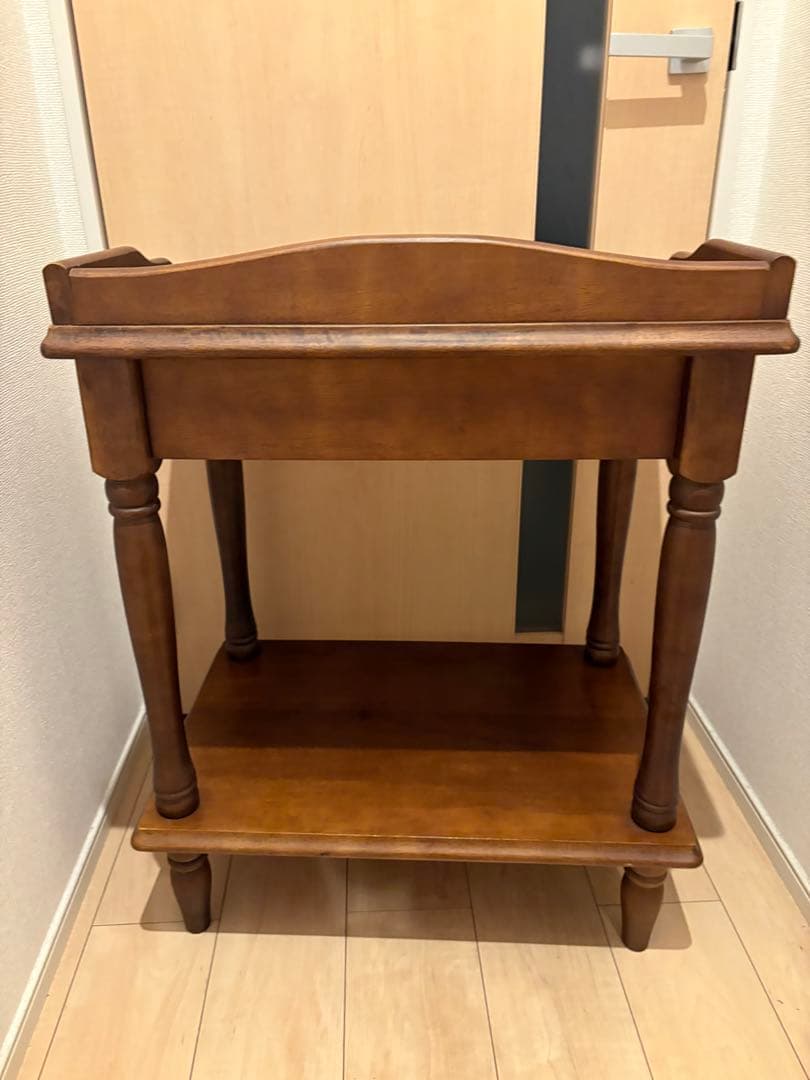 英国アンティーク◾️引き出し付き 飾り棚 ディスプレイ棚 電話台 木製家具