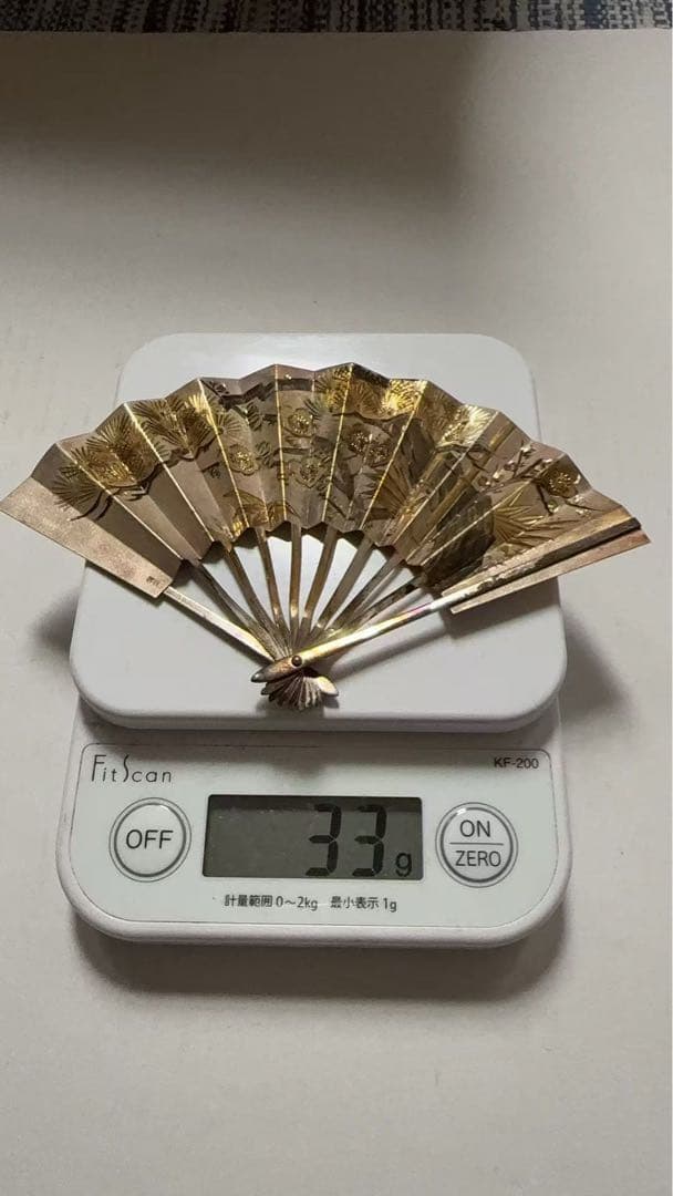 武比古作 純銀製 扇 松竹梅 ガラスケース付 置物 緣起物