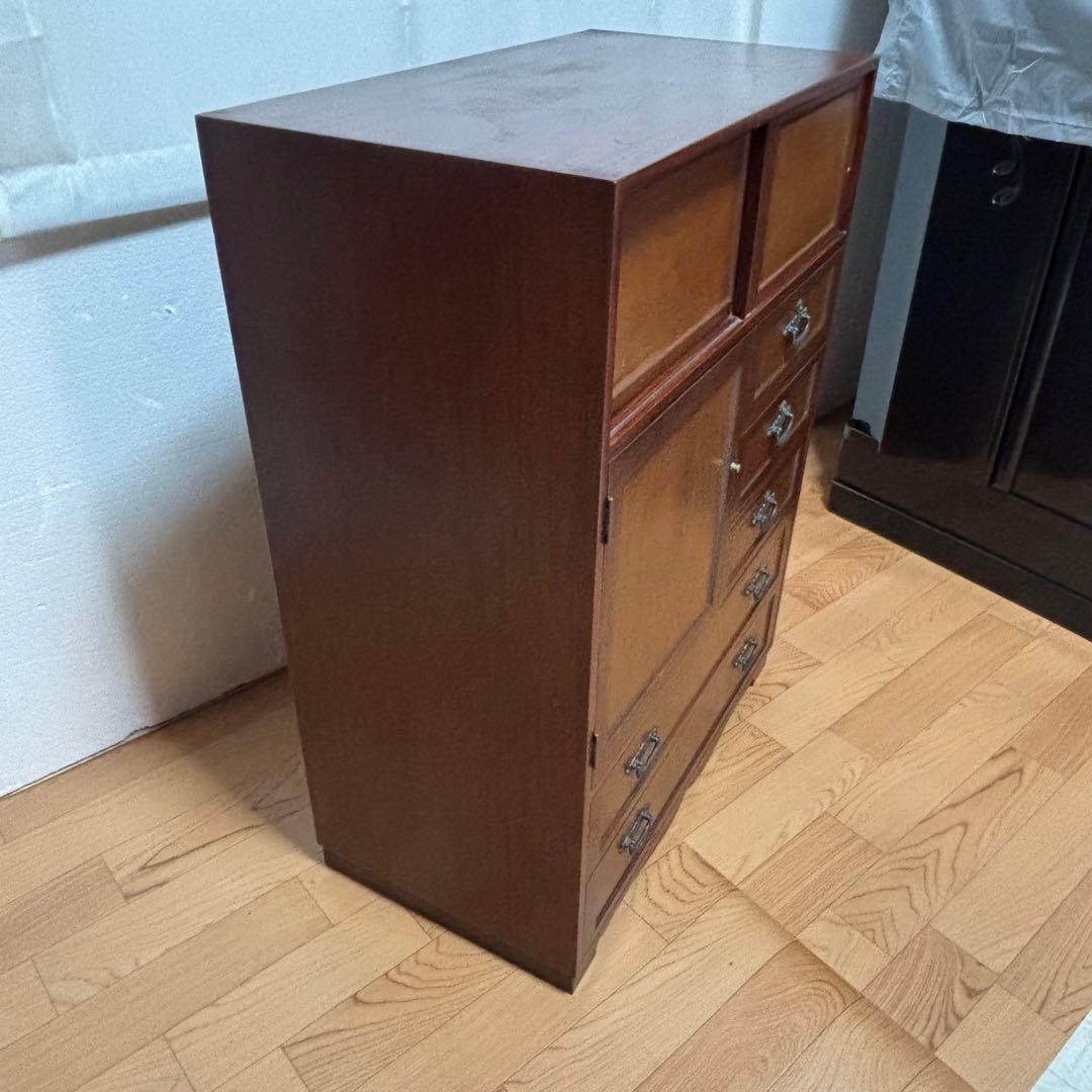 和風　箪笥　昭和レトロ　飾り棚　アンティーク　木製タンス　収納　引き出し