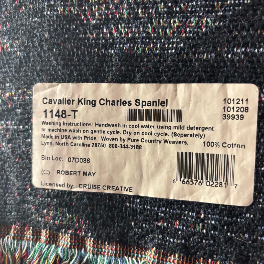 超大判　犬柄　USA製　ラグ　マット　フリンジ付き　170×130 キャバリア.