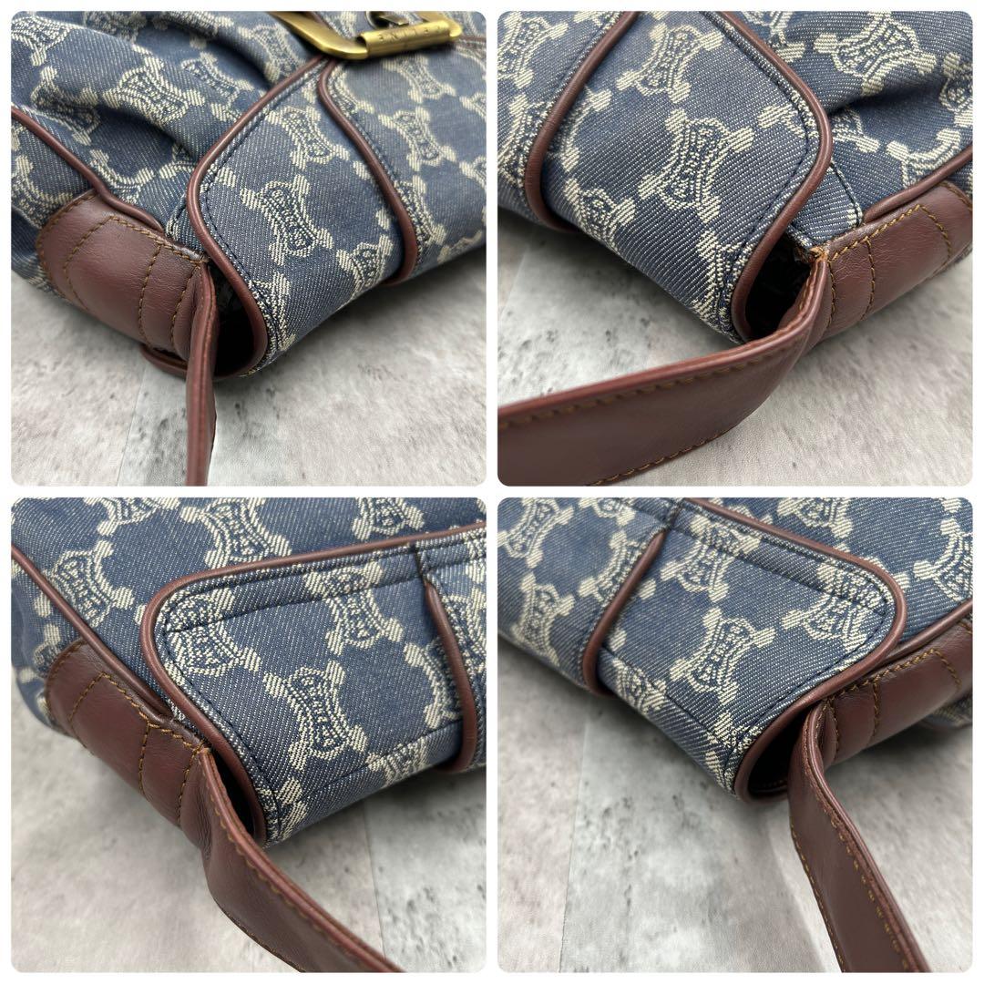 【極美品】 セリーヌ ワンショルダーバッグ パリマカダム デニム ロゴ金具