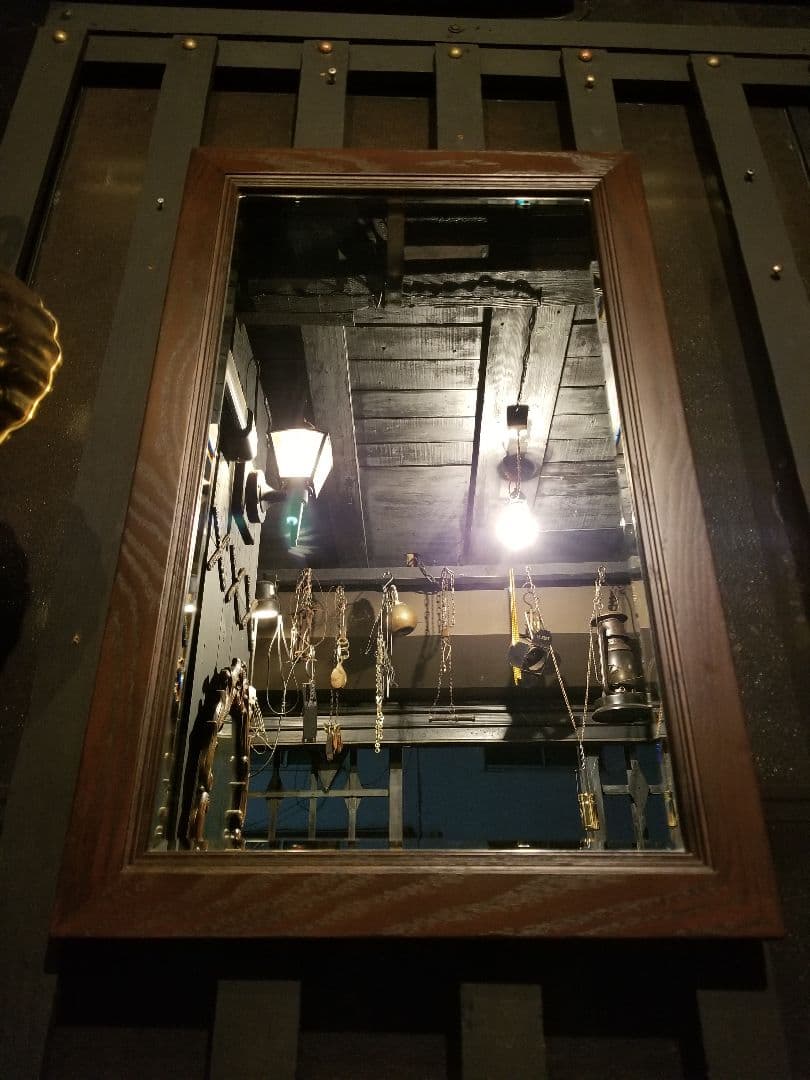 ブリティッシュ　ヴィンテージ　オーク　無垢材　フレーム　ウォール　ミラー