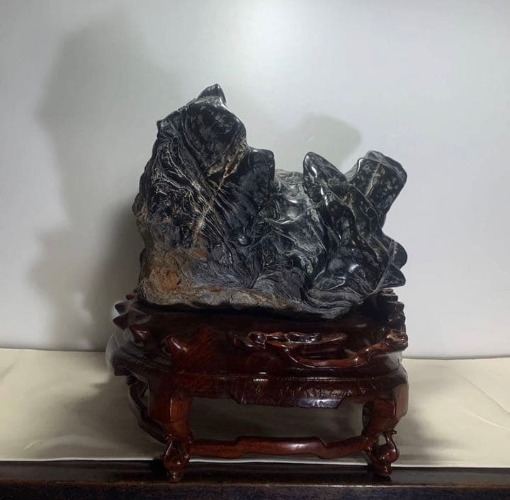 黒霊璧石 16kg 太湖石 水石 置物 骨董  なかなか手に入らない！！中国産