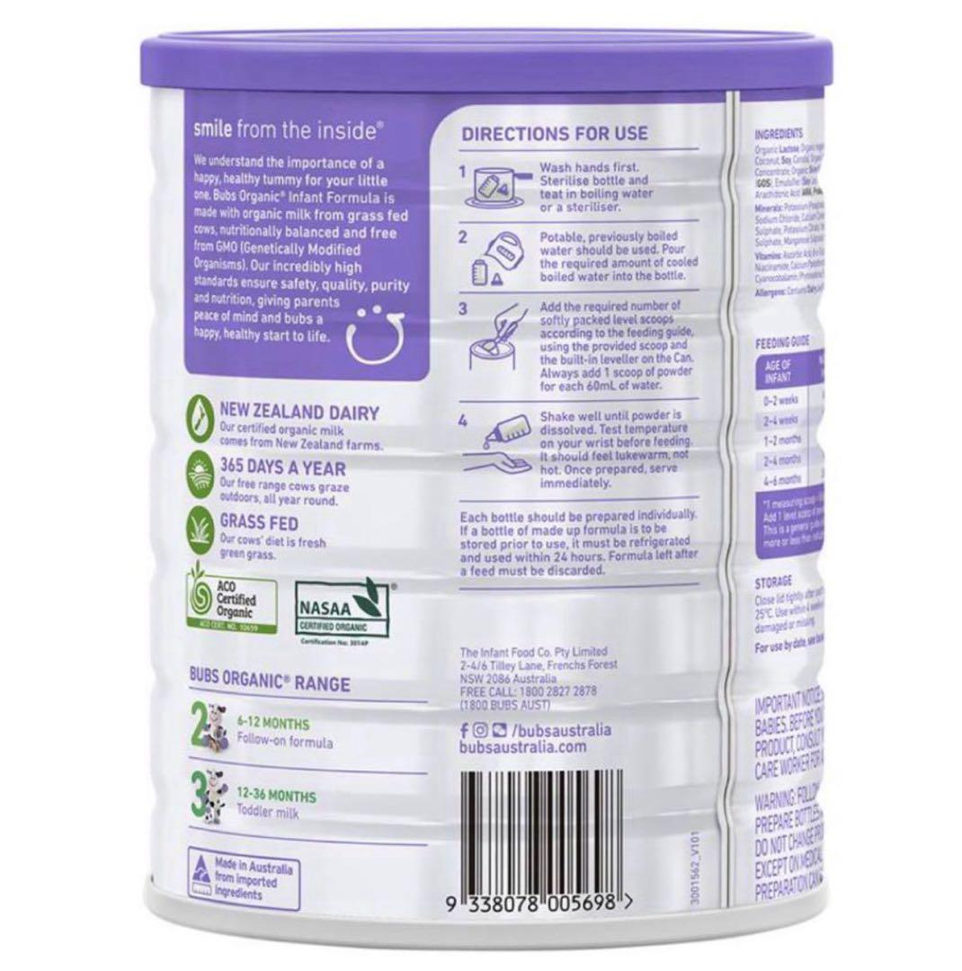 Bubs バブズ オーガニック 粉ミルク ステップ2 (2缶)