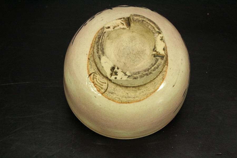 茶道具 月谷焼 月谷初子作 茶碗 風景画 美品 箱入(メ1282)