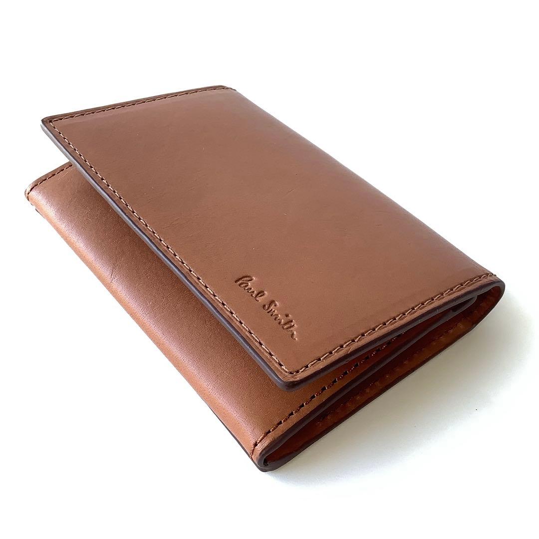 H N様★新品★ポールスミス★ベジタンストライプトリム カードケース★キャメル