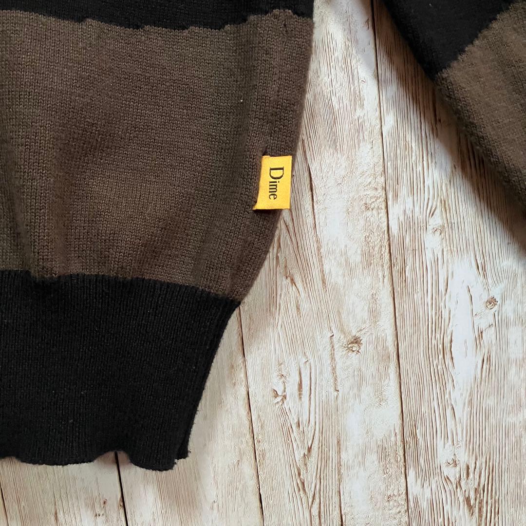 638 Dime ダイム　ウェーブストライプニットセーター　刺繍ロゴ　L