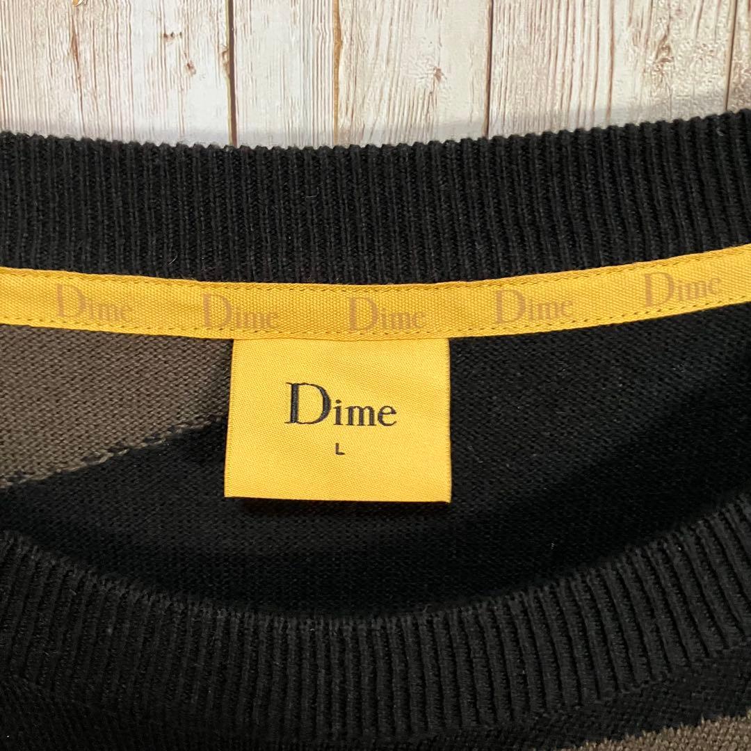 638 Dime ダイム　ウェーブストライプニットセーター　刺繍ロゴ　L