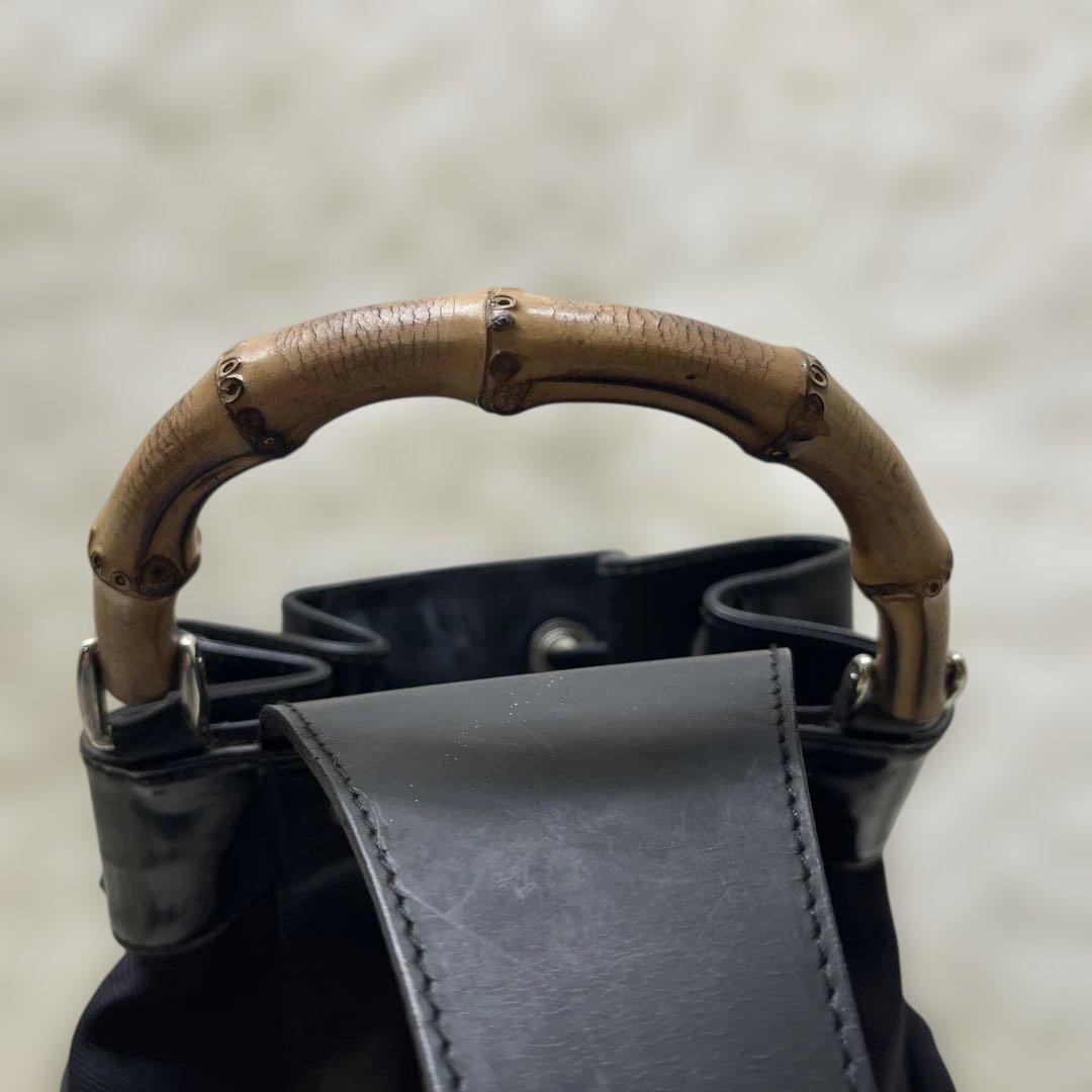 美品 GUCCI バンブー 巾着 2way ワンショルダー ナイロン グッチ