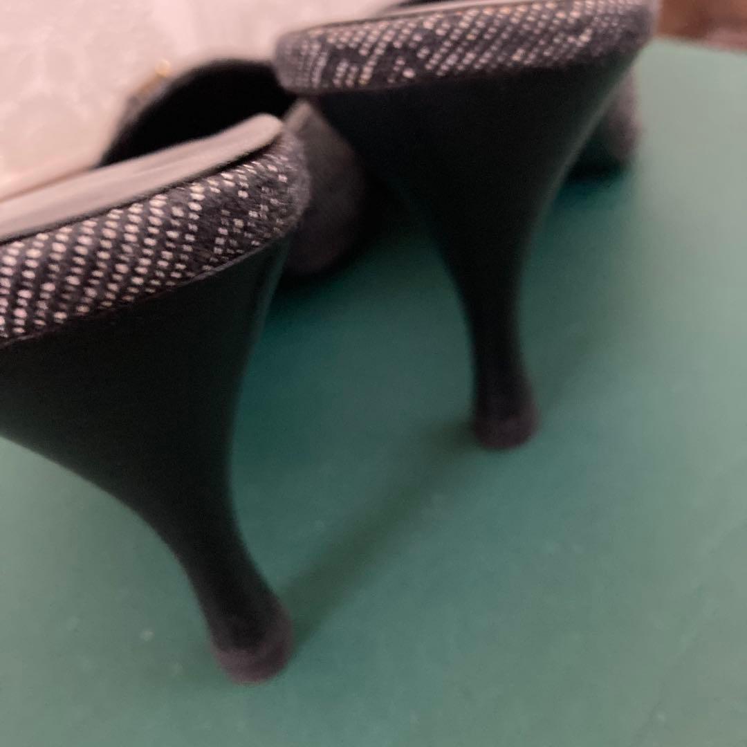 GUCCI ポインテッドトゥヒール ブラック・グレー　イタリア製