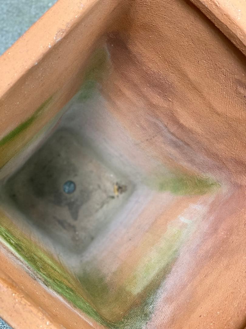 テラコッタ 角大型植木鉢　受け皿付き