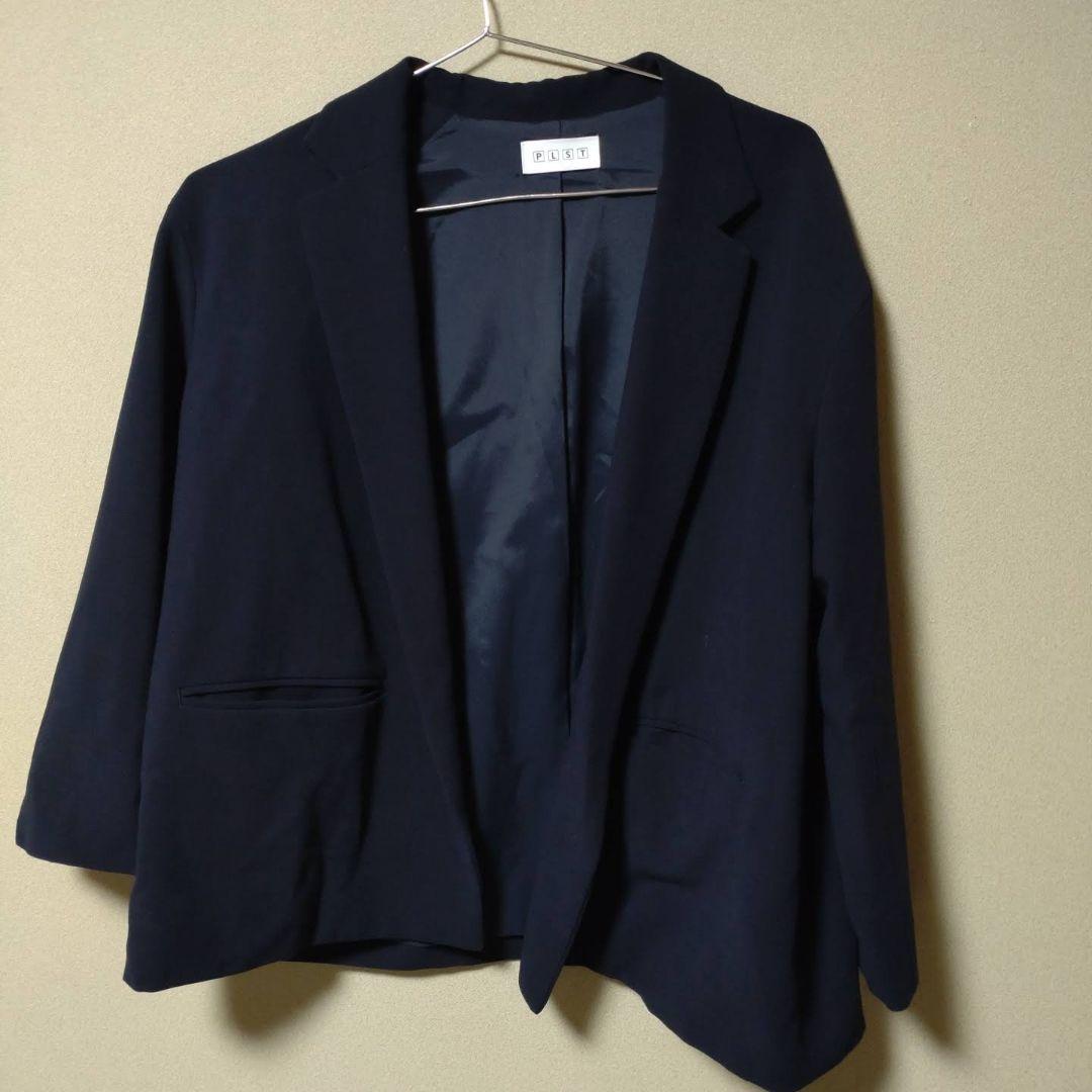 PLST プラステ 高橋志津奈コラボ ダークネイビー 七分ワンピL＆ジャケットS