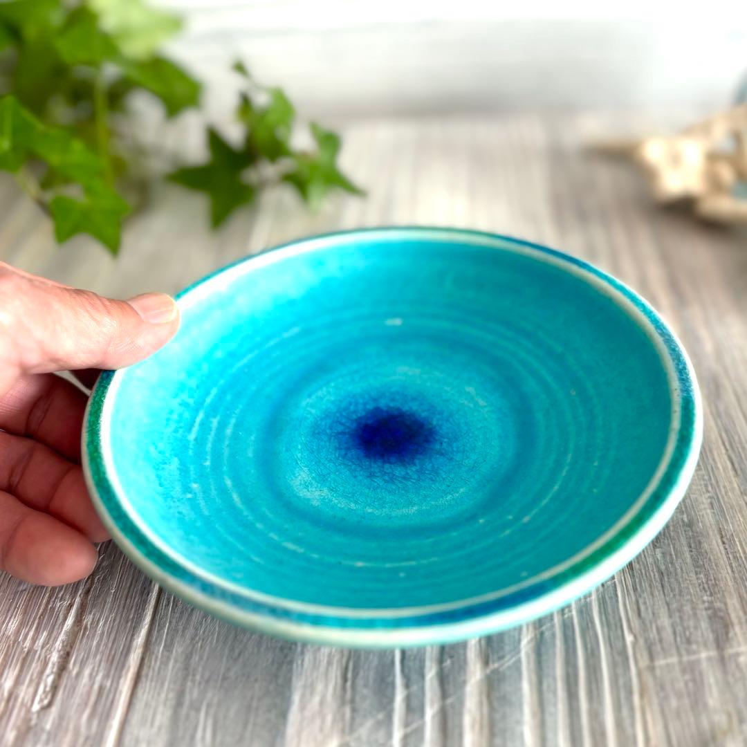 ガラス彩陶器 中皿 沖縄オーシャンブルー 2枚セット