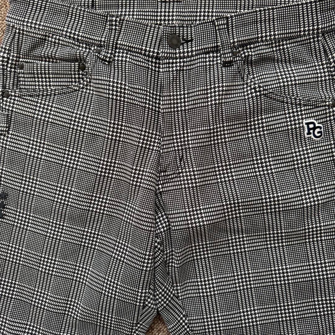 裏起毛　パーリーゲイツ　パンツ　黒　白　チェック　千鳥格子　M〜L相当　4