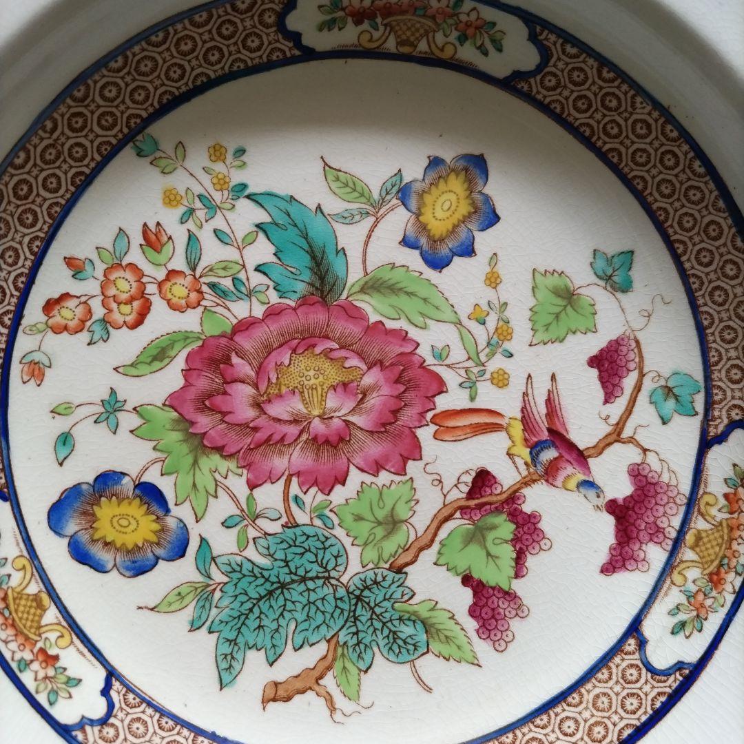 【美品】1900年代初期　スポード　コープランド　アジアンフラワー　スープ皿３枚