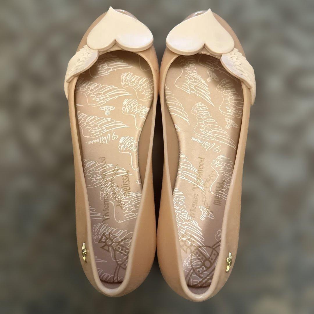 メリッサ　ヴィヴィアンウエストウッドハート型トゥのフラットシューズ25.5