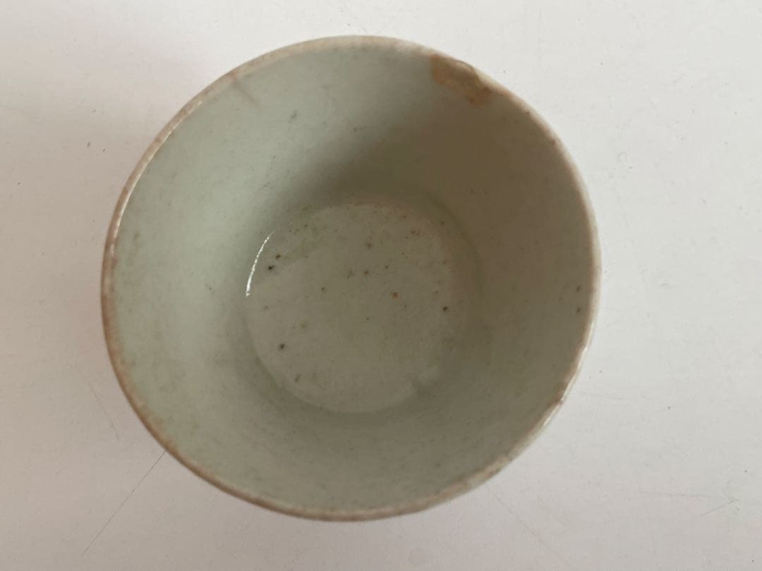 骨董　アンティーク　古伊万里　染付　草花文様　蕎麦猪口　高台付　直しあり