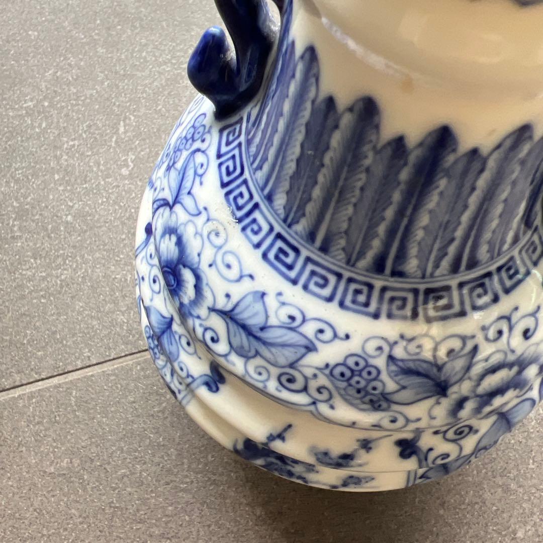 中国青花 染付 双耳瓶 花瓶 壺 陶磁器 古美術