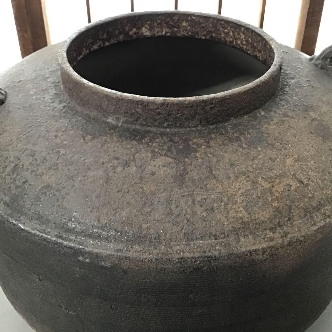 骨董品　茶道具　肩衝釜　蓋つまみ装飾豪華￼ 昭和36年以前の品　共箱　S80KK