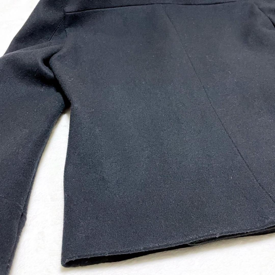 ジュンハシモト Pコート ロングジップ カシミア混 フード付き サイズM