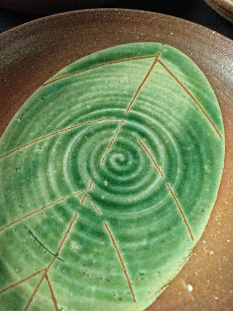 信楽焼　三代目高橋楽斎　木の葉紋様　皿