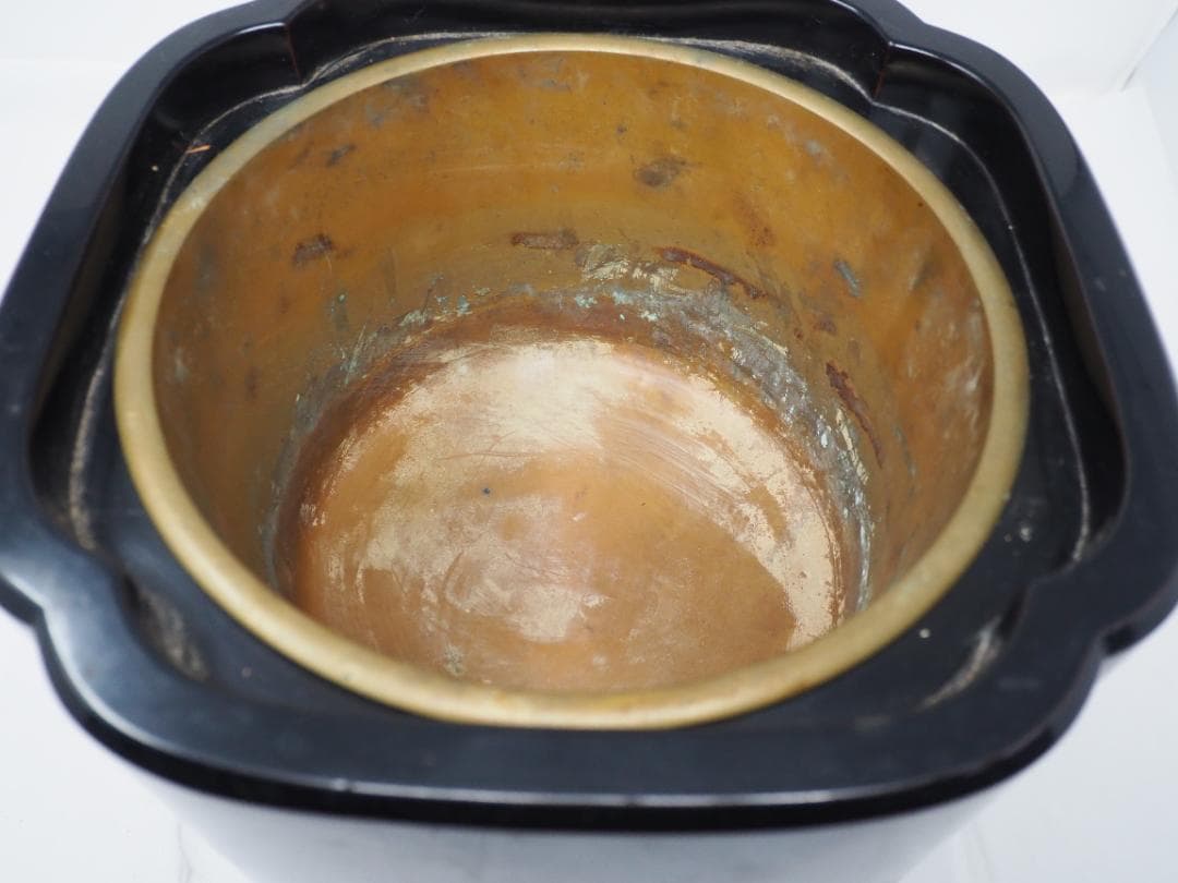 輪島塗　小型火鉢　漆塗り　金蒔絵　手あぶり火鉢