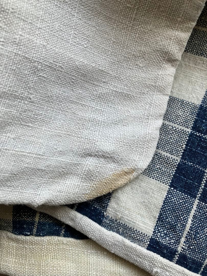 19世紀 フランス　アルザス　ケルシュ　リネン　インディゴ　クロス