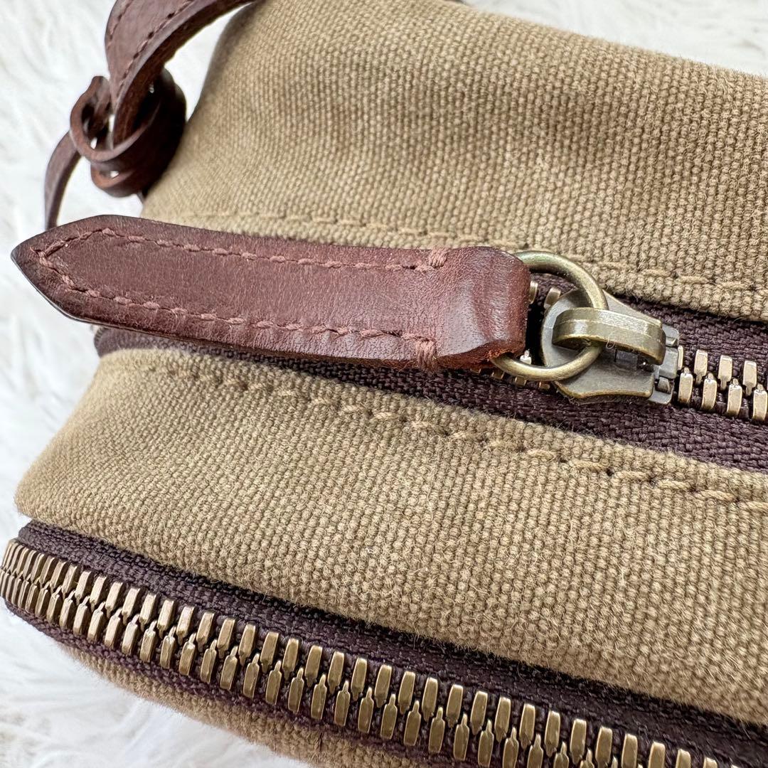 gentenゲンテンミモザ ベーシックショルダーバッグ カーキ ダークブラウン