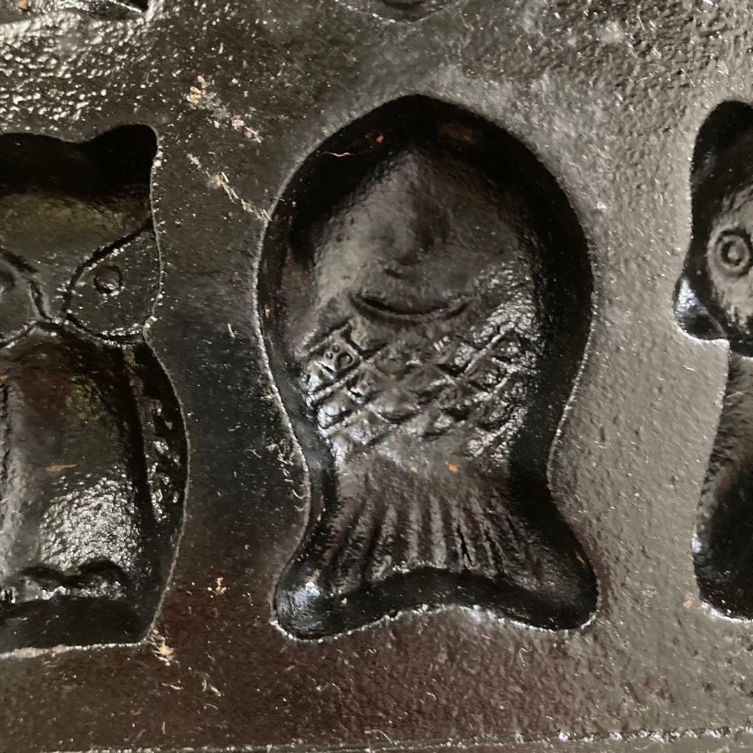 鉄器　人形焼型 6個動物形状　昭和希少品