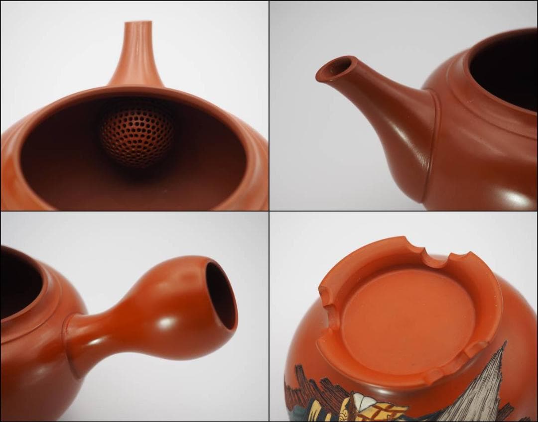 常滑焼 吉川雪堂 壺堂刀 歌舞伎十八番 鏡獅子 急須 茶注 共箱/共布 栞付