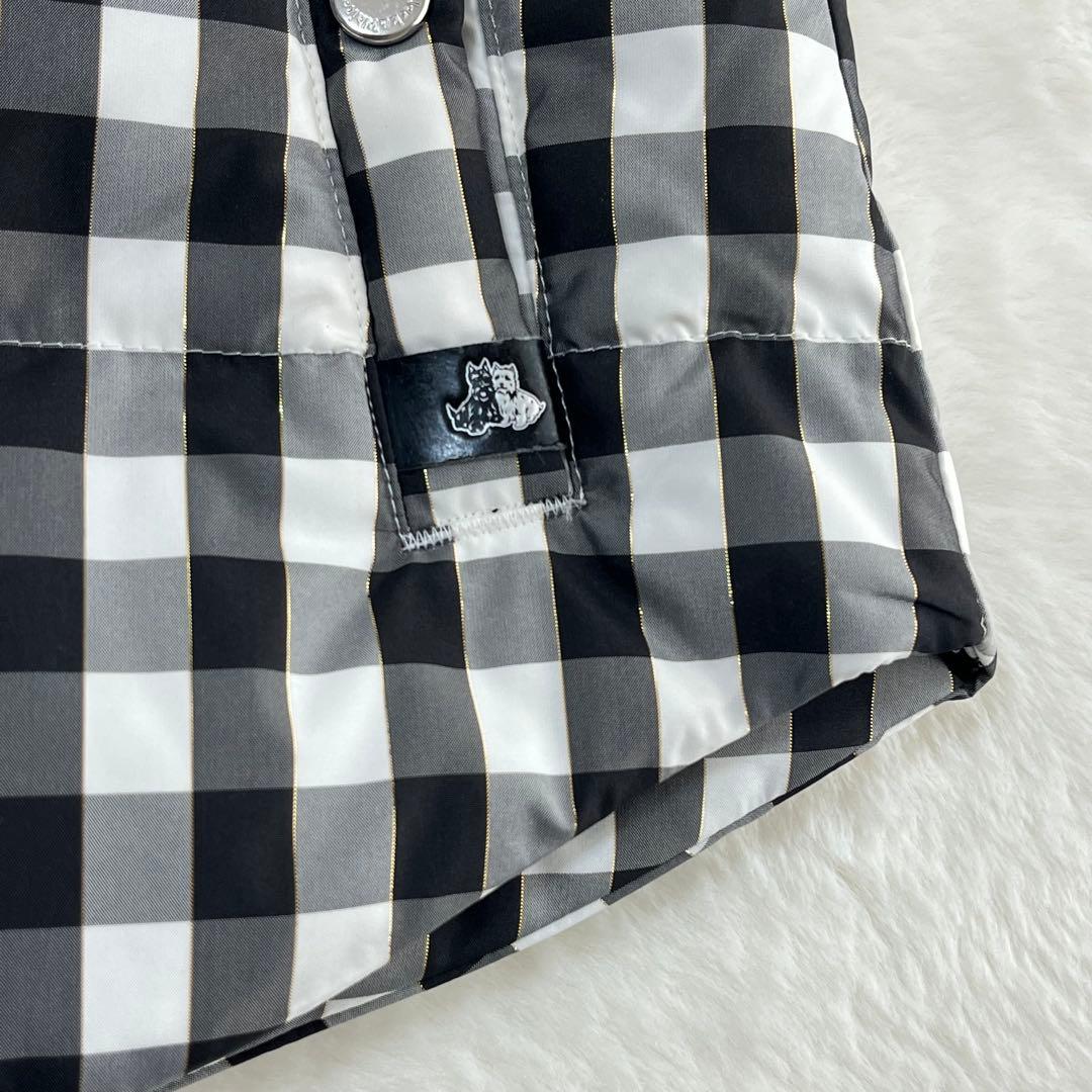 ブラック＆ホワイト ダウンベスト ゴルフウェア フード取外し可 ファー 黒白