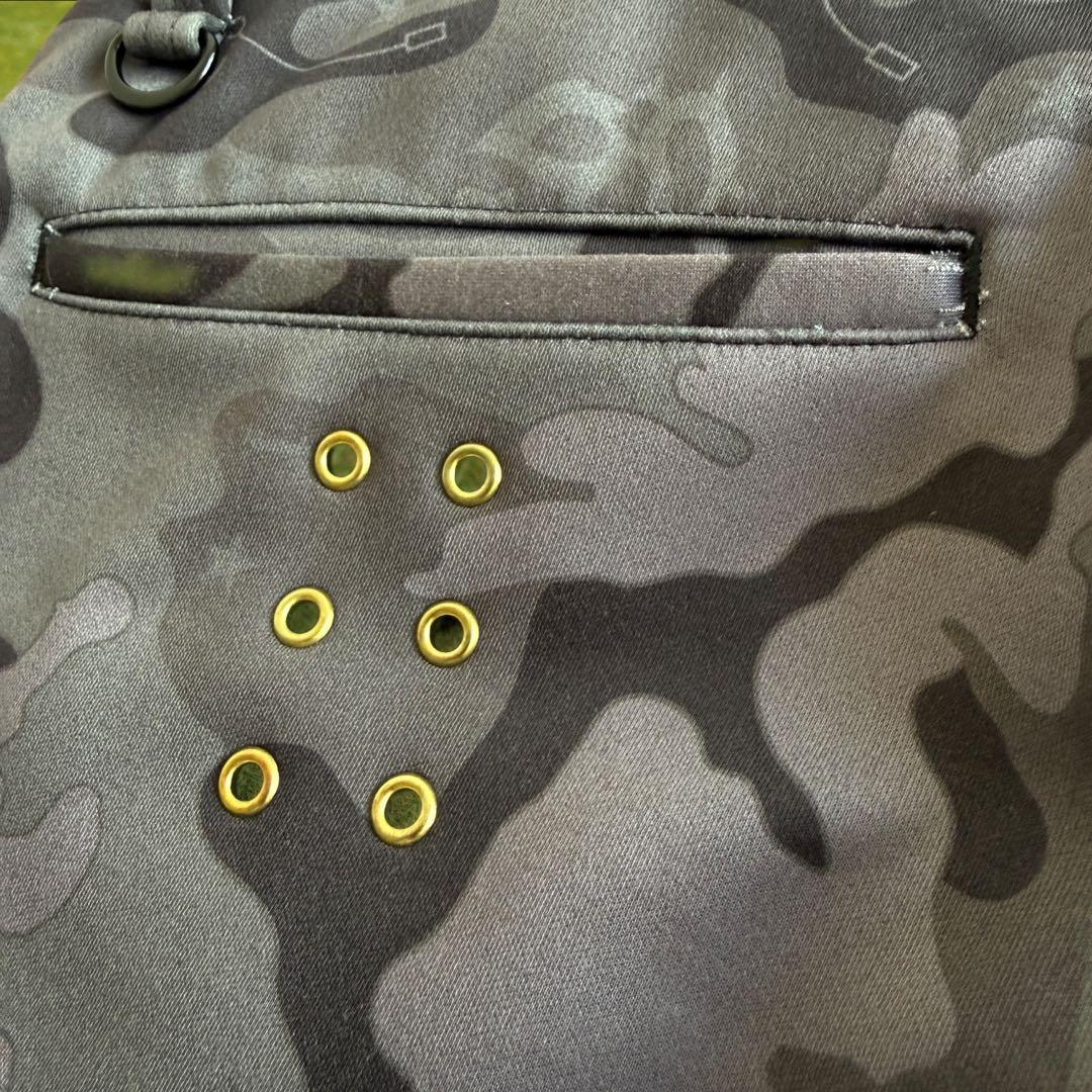 裏起毛　ラッセルノ　パンツ　迷彩　総柄　M〜L相当　白　黒　グレー　蓄熱　暖パン