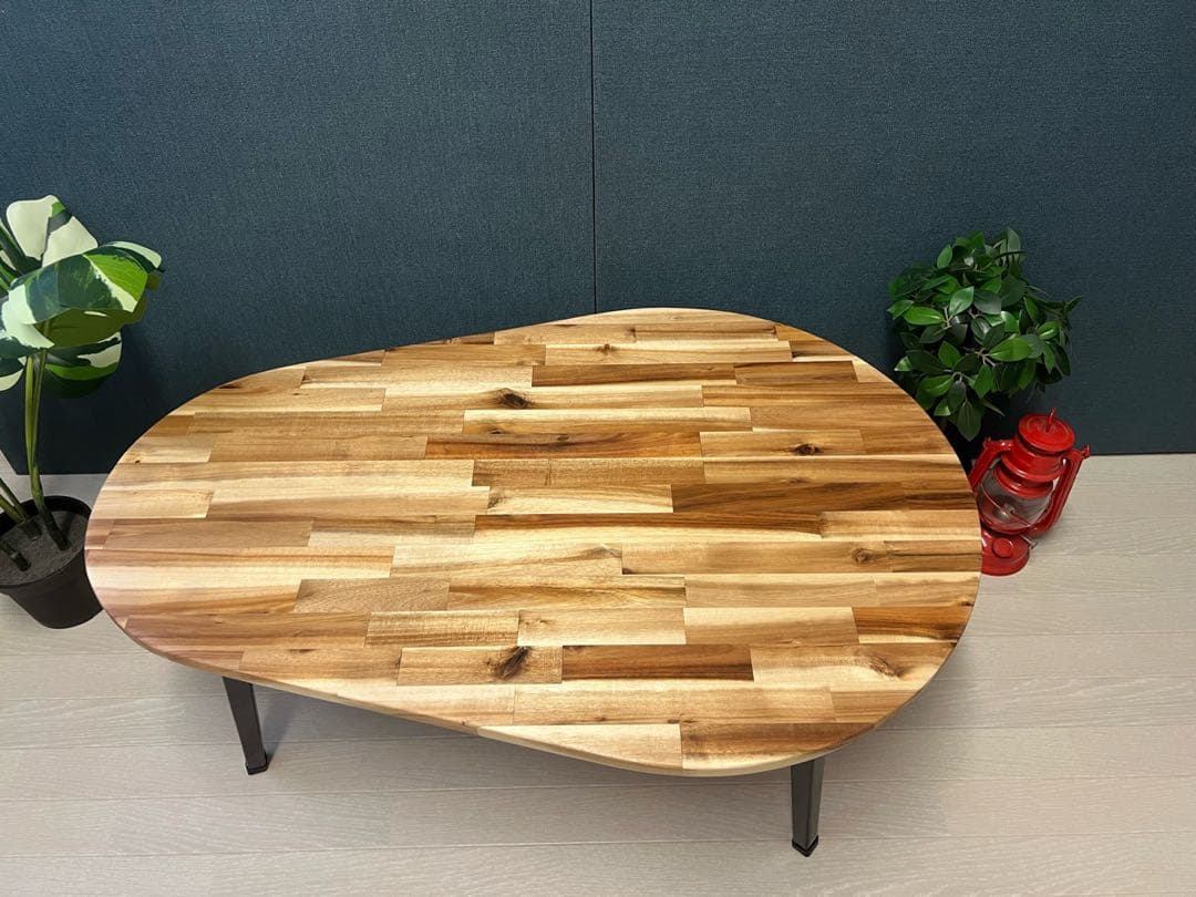 【送料無料】 ローテーブル だるま形 90cm 60cm アカシア 折りたたみ脚