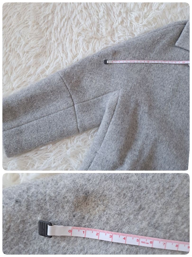 日本製 エブールꕤウール混 ロング ガウンコート ボタンレス グレー 厚手 36