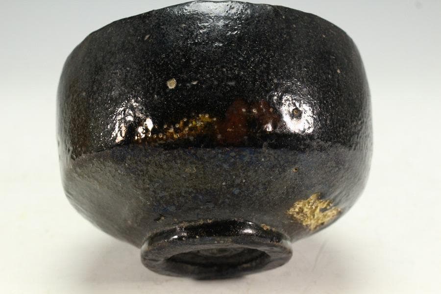 茶道具 四代 清水六兵衛 六居作 黒楽 富士茶碗 共箱(K-XA950)