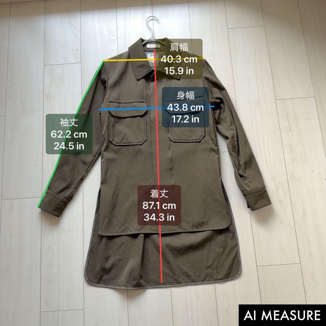 美品✨マディソンブルー　ウール　ロングシャツ　フランネル　カーキ　オリーブ