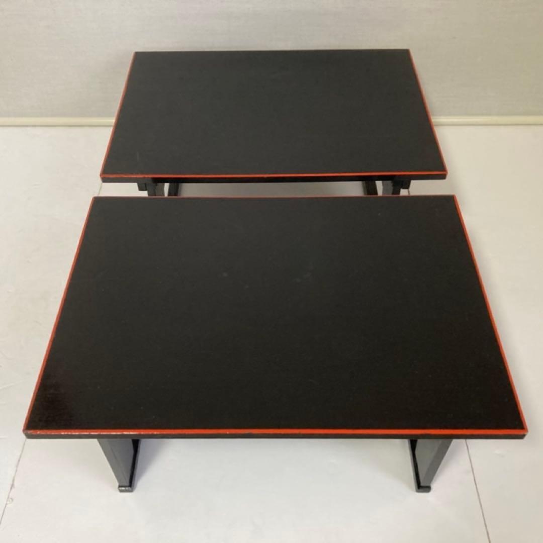 二月堂机 座卓 ちゃぶ台 文机 食卓 折り畳み 2台 木製 漆塗 和風 レトロ