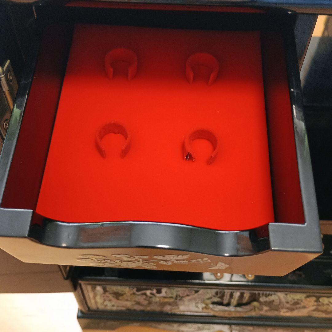 【訳あり】韓国伝統工芸 螺鈿細工 小箪笥 鳳凰・鶴・亀金具 卓上キャビネット