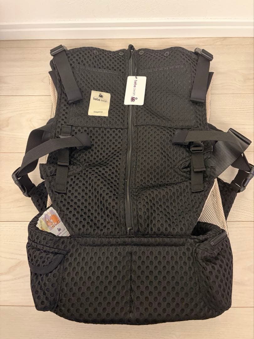 べべスワン　抱っこ紐　メッシュ　sepia black