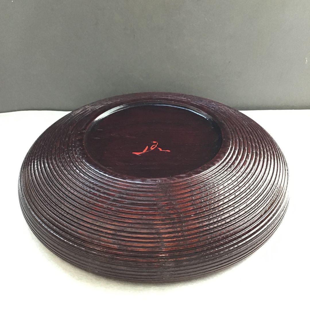 茶道具　樺溜塗糸目菓子器　塗師　堅地屋清兵衛作　堅清印　楽只斎好　共箱　S3KK