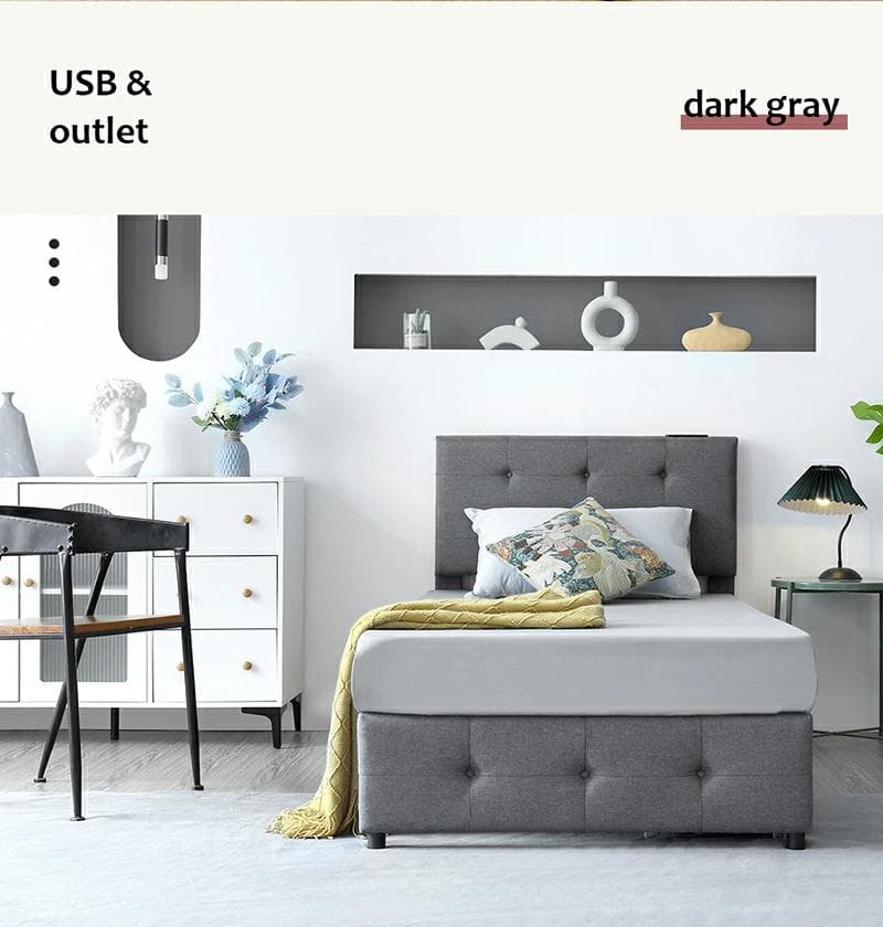 超人気✨SD ファブリックベッド 引き出し付 北欧風 おしゃれ　DARKGRAY