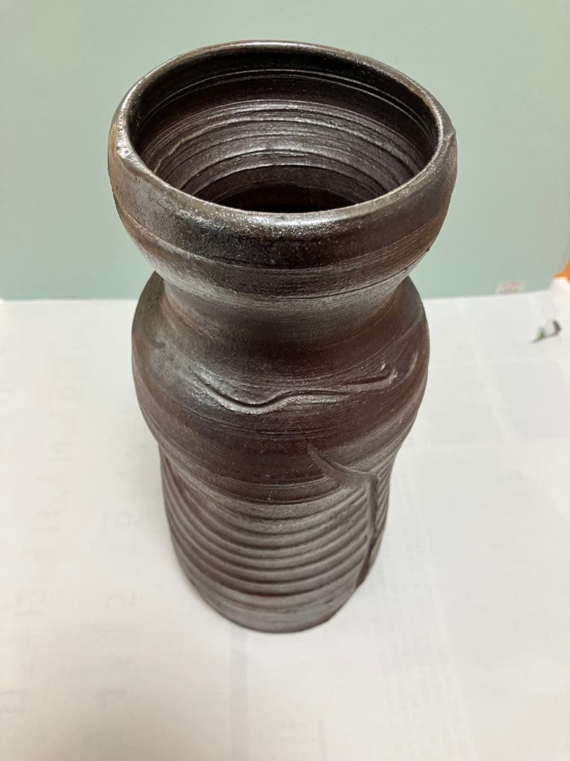 沖縄　琉球焼の名工【故】宮城勝臣作　壺　花器　やちむん　ヤチムン　（壺屋焼　希少
